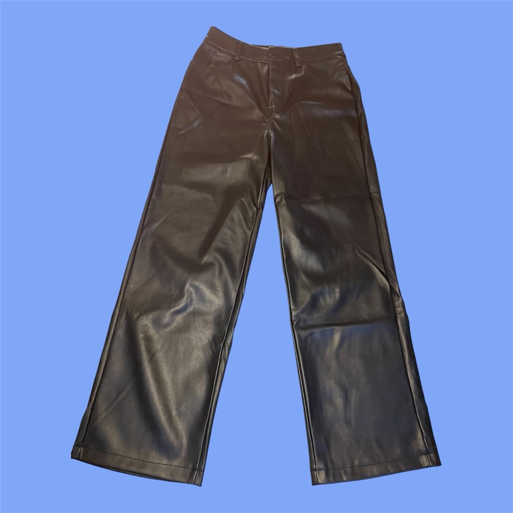 Black Faux Leather Wide Leg Pants